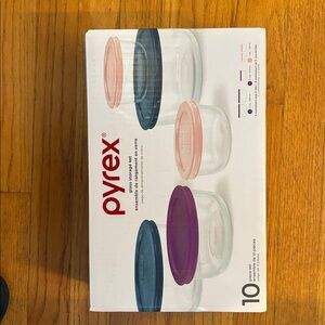 Pyrex Storage Set with Blue, Pink, and Purple Lids